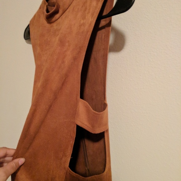 Suede Opened Side Mini Dress - Picture 2 of 5